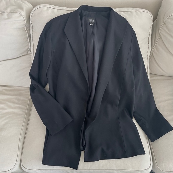 Eileen Fisher wool stretch long open front cardigan in black M - Picture 7 of 9